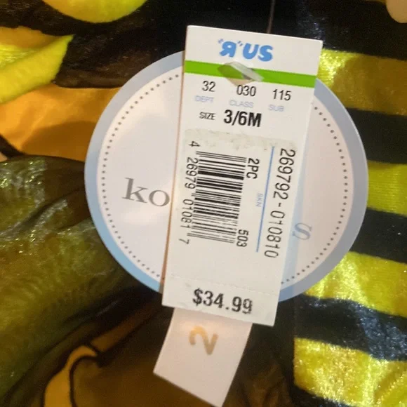 New with Tags size 3/6 months Bumble bee dress/outfit. Includes headband. - Picture 3 of 3